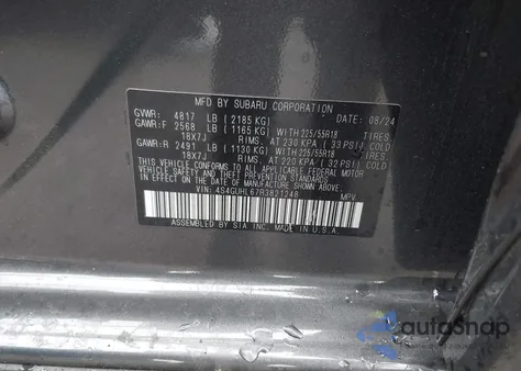 2024 Subaru Crosstrek Limited z USA, uszkodzony, nr VIN 4S4GUHL67R3821248